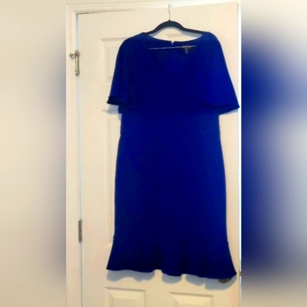 Kasper Aline Flutter Sleeve Dress, Cobalt Blue, NWT, Sz Large